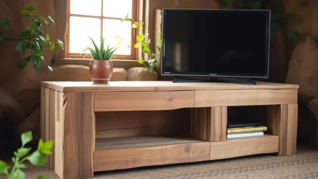 DIY Rustic TV Stand Using Raw Wood